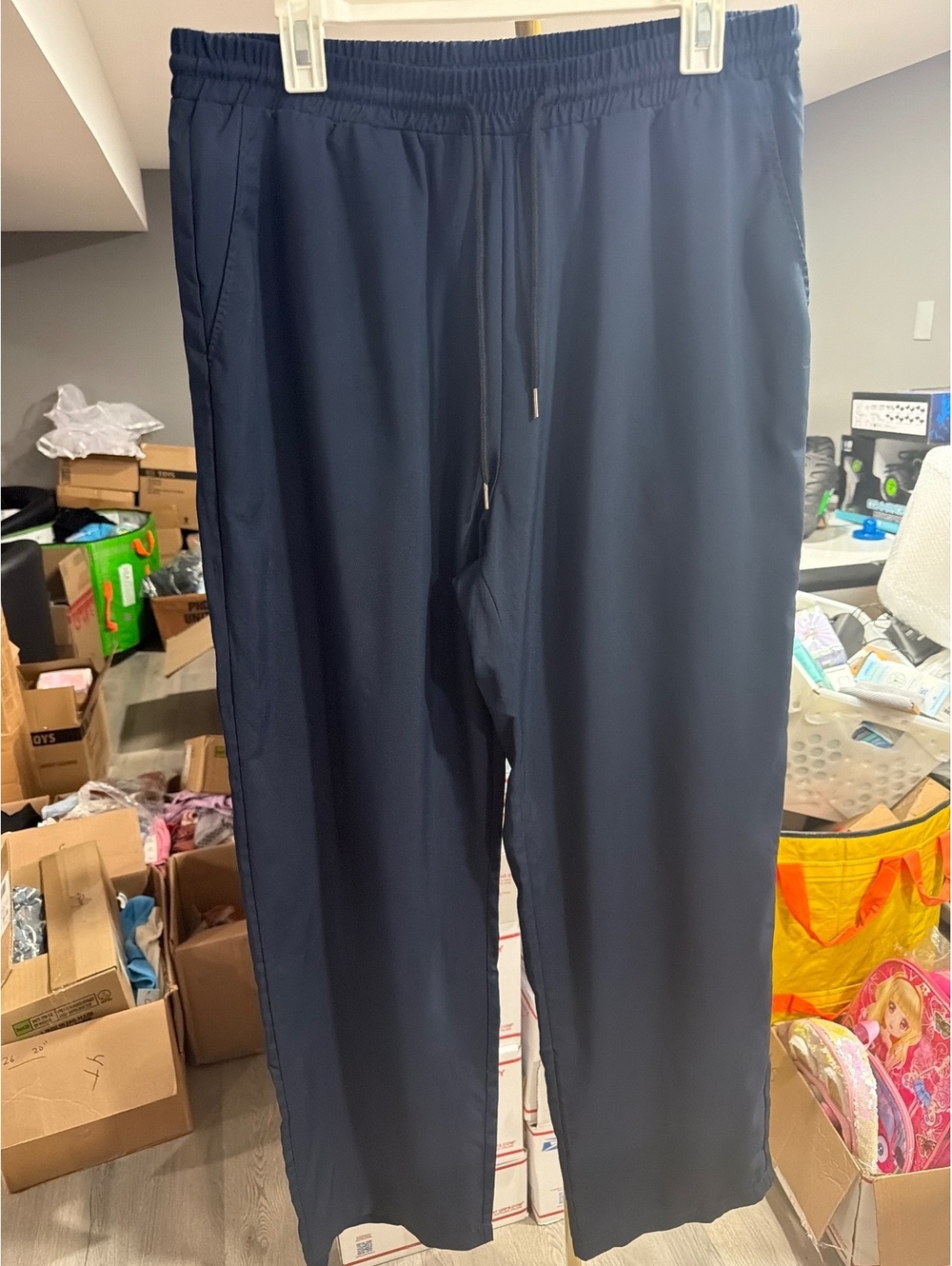 Manfinity Men's Navy Blue Casual Elastic Waist Pants XL